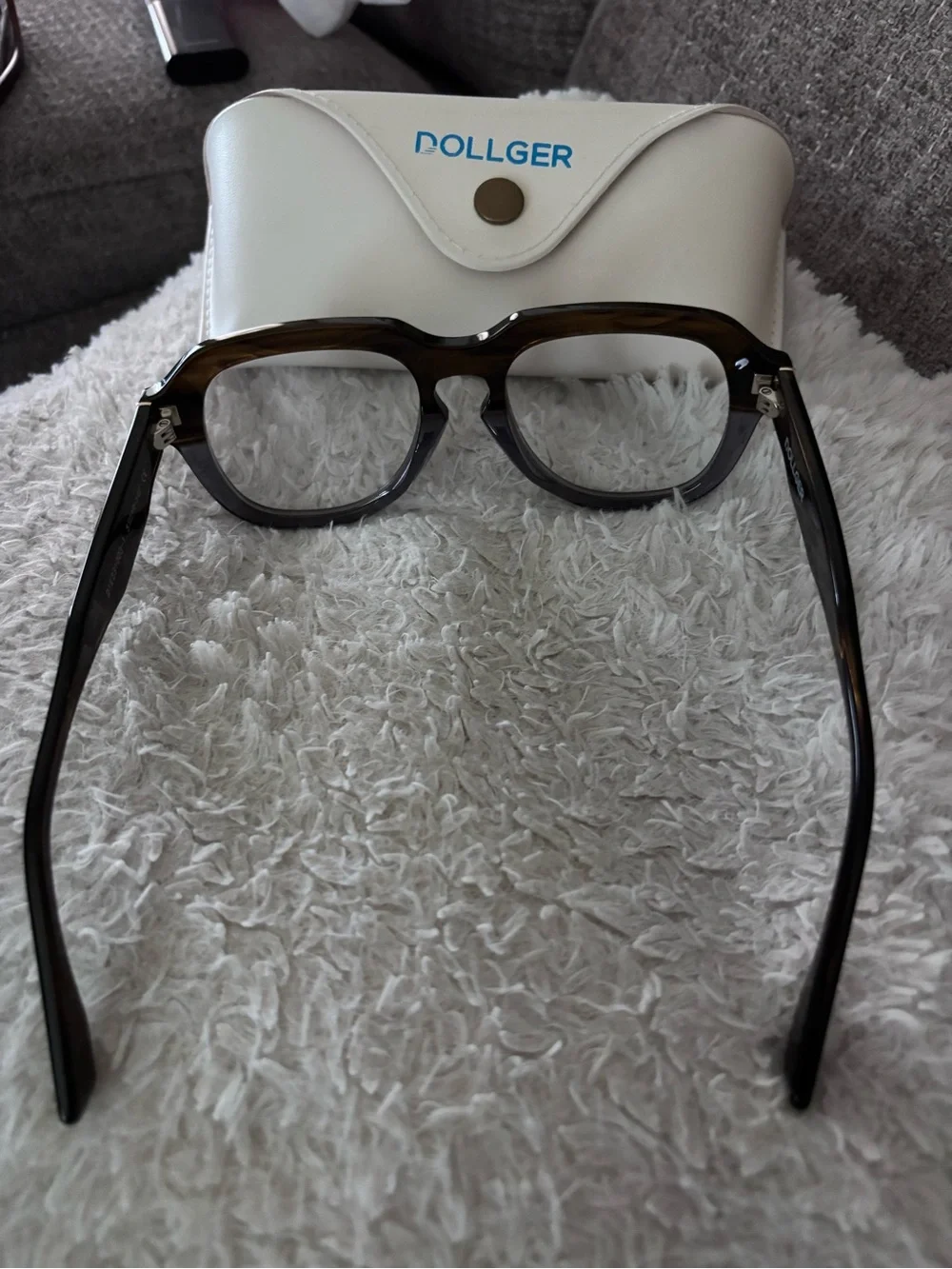 Dollger Round Black Tortoiseshell Optical Glasses with Case